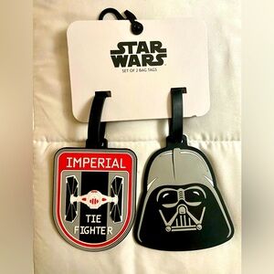 Star Wars Disney Set Of 2 Bag Tags 4" Luggage Imperial Tie Fighter Darth Vader